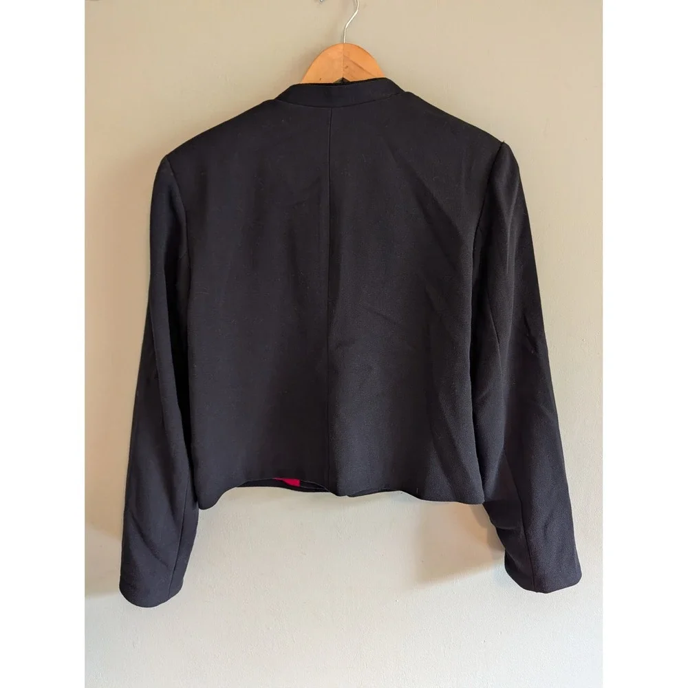 A New Day Black Embroidered Floral Military Jacket Gold Buttons Cropped 10